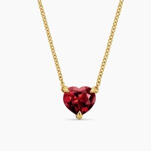 David Yurman Gold Necklace with Red Heart Pendant